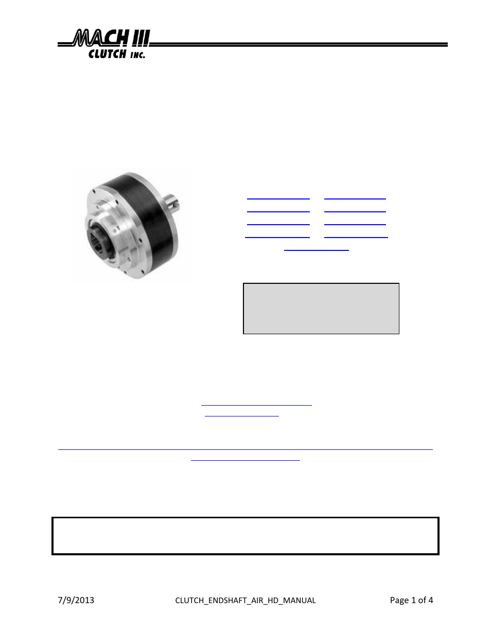 Mach III Clutch CBD3K-STH User Manual | 4 pages