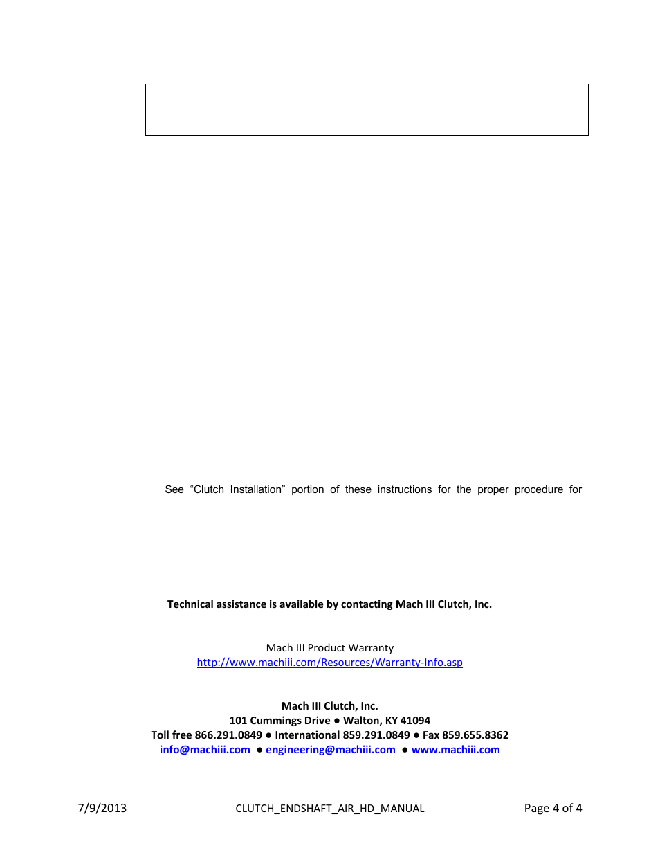 Mach III Clutch CBD3K-STH User Manual | Page 4 / 4
