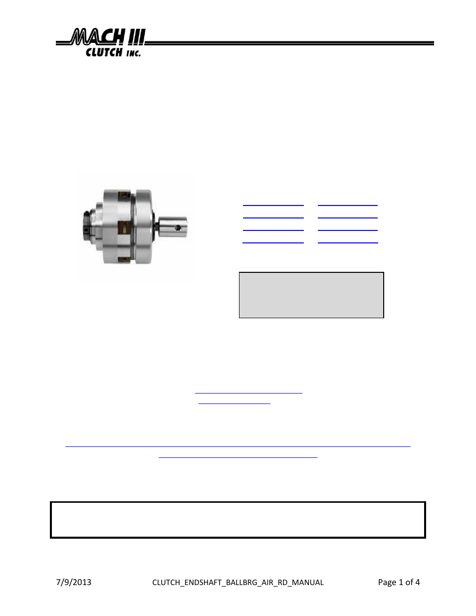 Mach III Clutch C6D2G-STH & C6D2G-STL User Manual | 4 pages