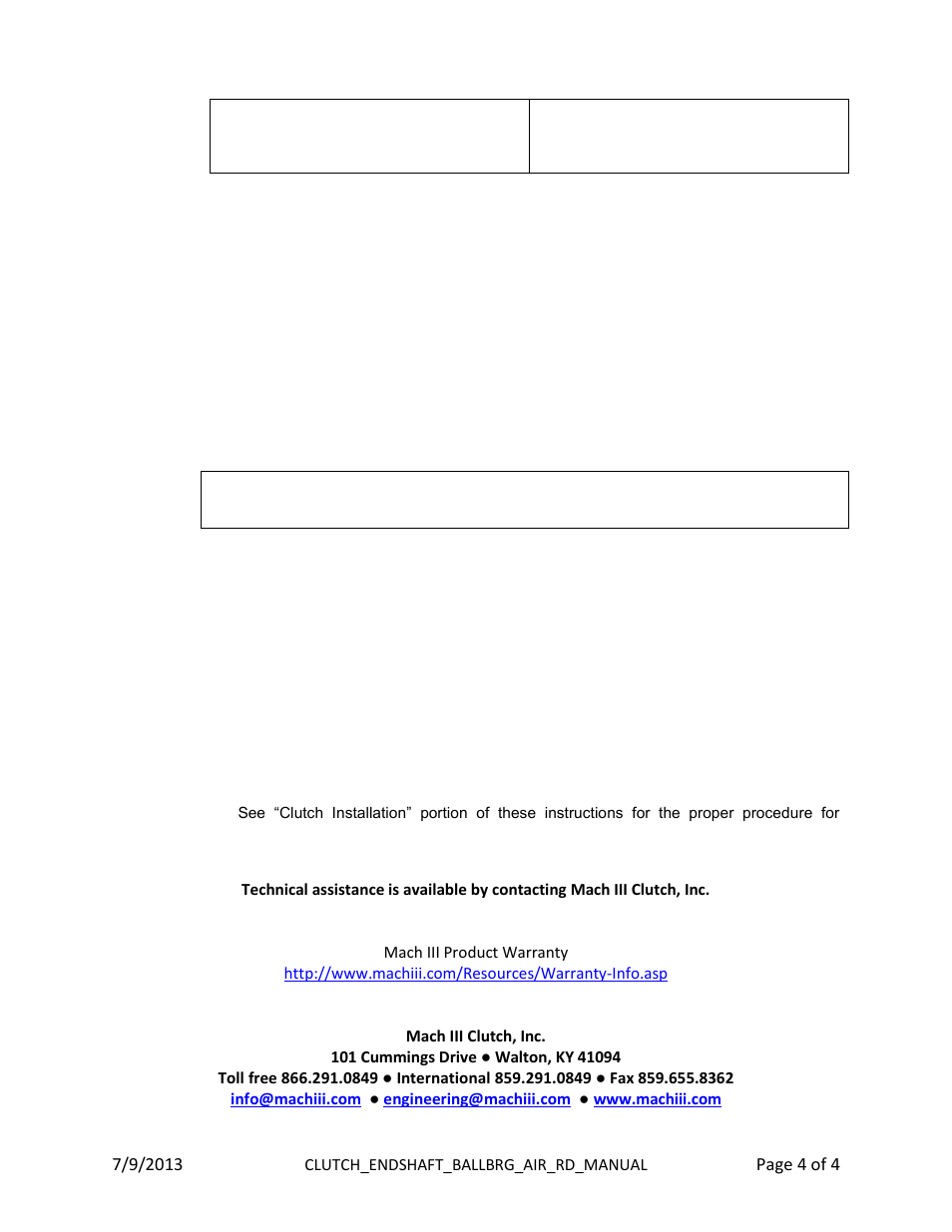 Mach III Clutch C6D2G-STH & C6D2G-STL User Manual | Page 4 / 4