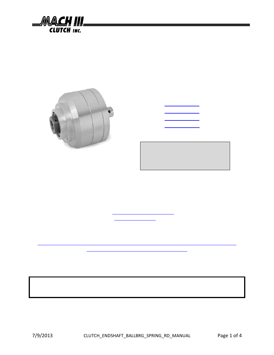 Mach III Clutch E6D3G-STH User Manual | 4 pages