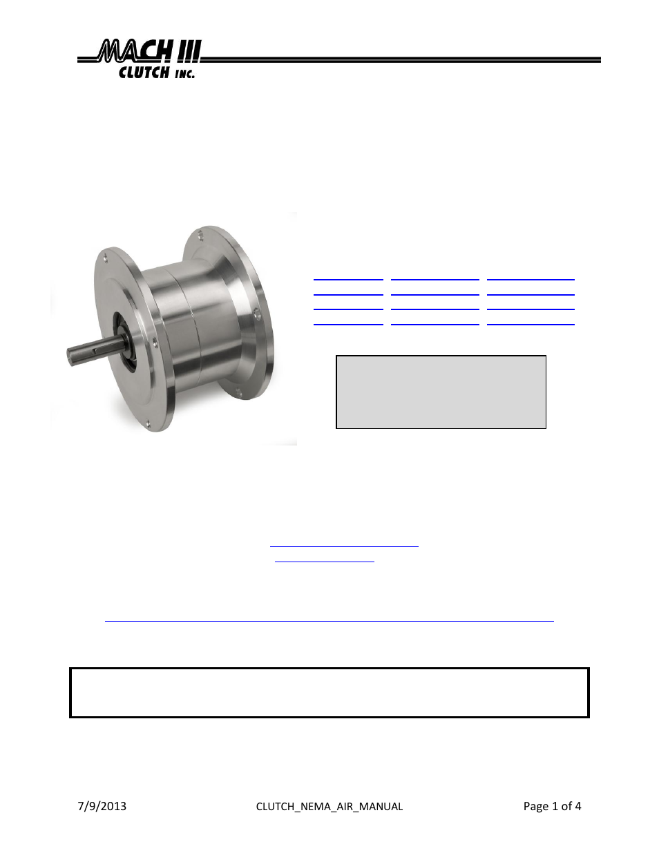 Mach III Clutch C5C2R-21H, C5C2R-21HCA, C5C2R-21HSS User Manual | 4 pages