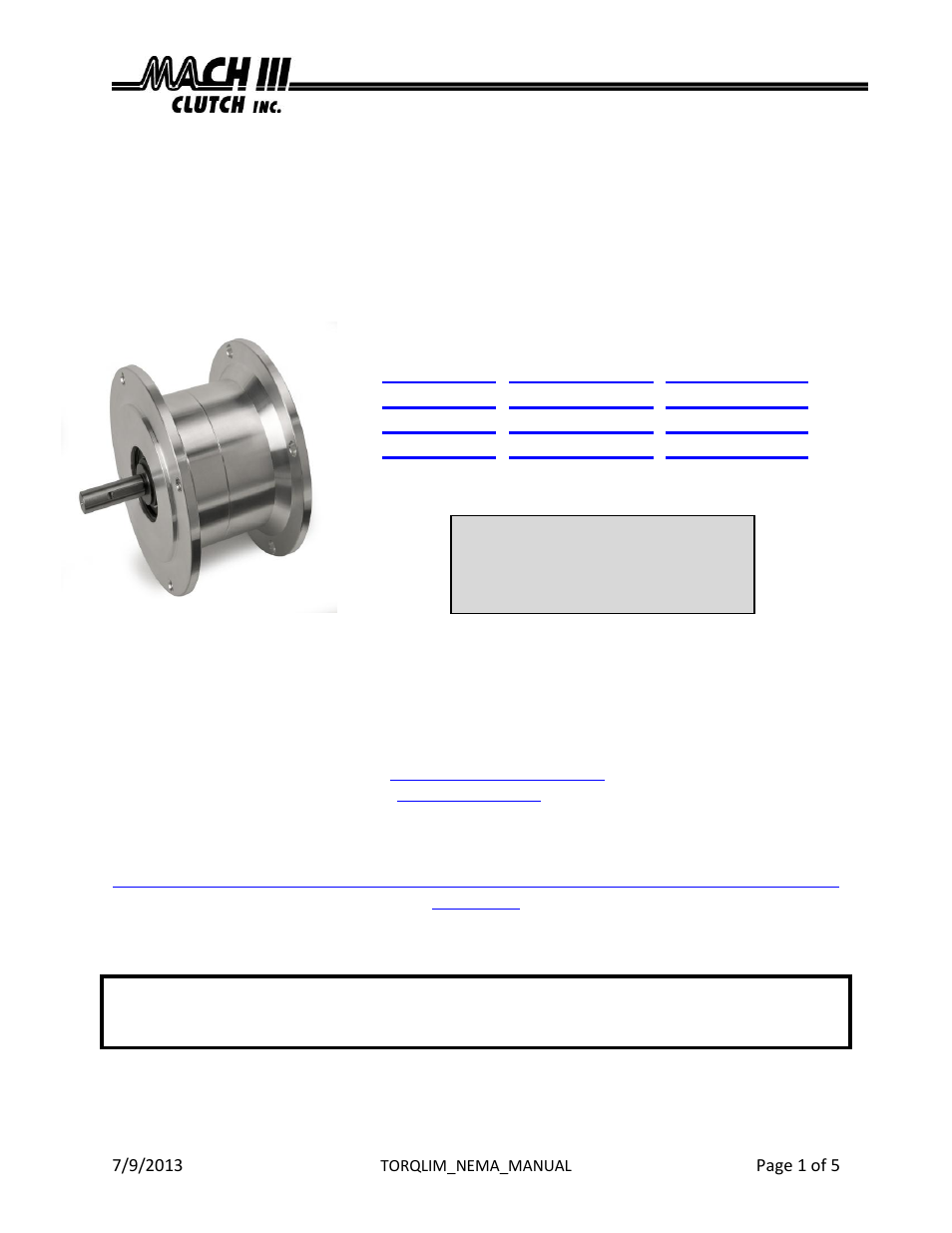 Mach III Clutch T4C2H-21L, T4C2H-21LCA, T4C2H-21LSS User Manual | 5 pages