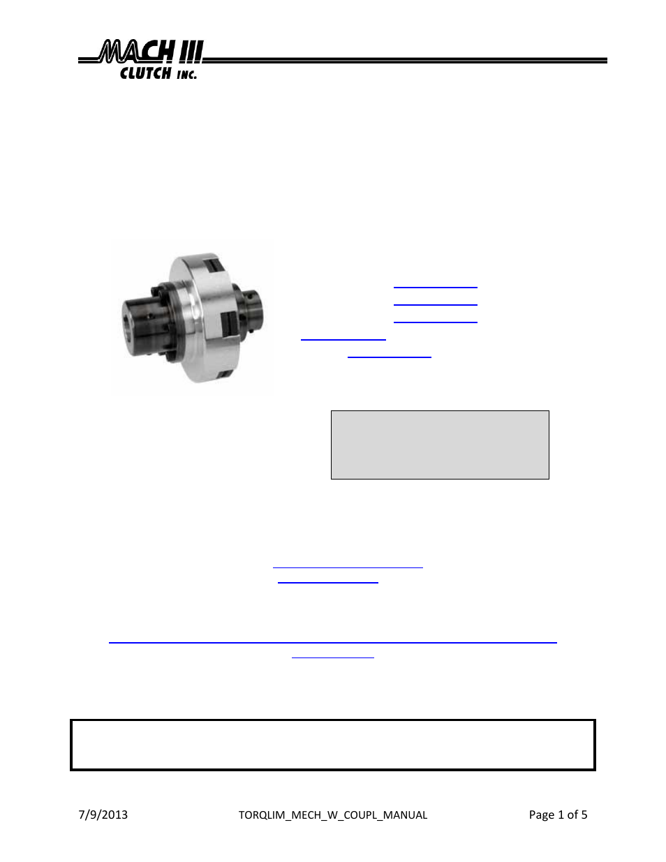 Mach III Clutch V8G1K-STL, V8G2K-STL User Manual | 5 pages