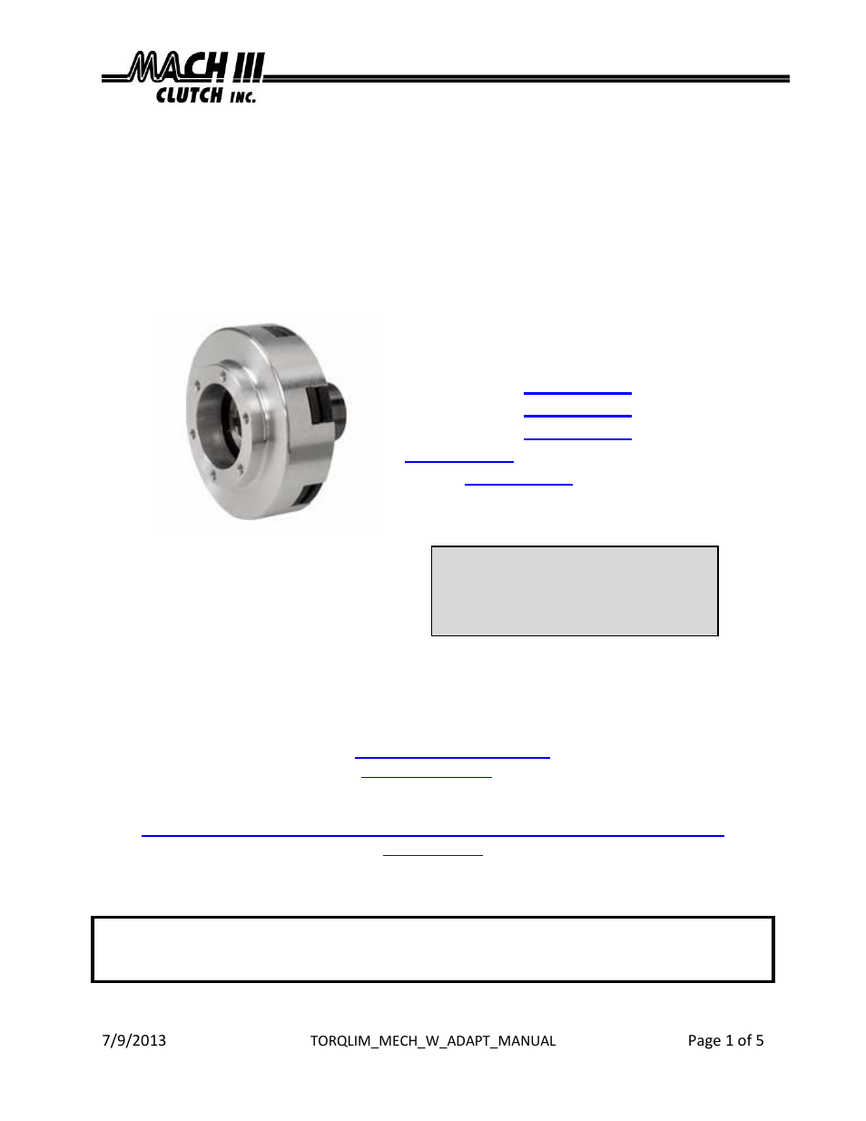 Mach III Clutch V8R1K-STL, V8R2K-STL User Manual | 5 pages