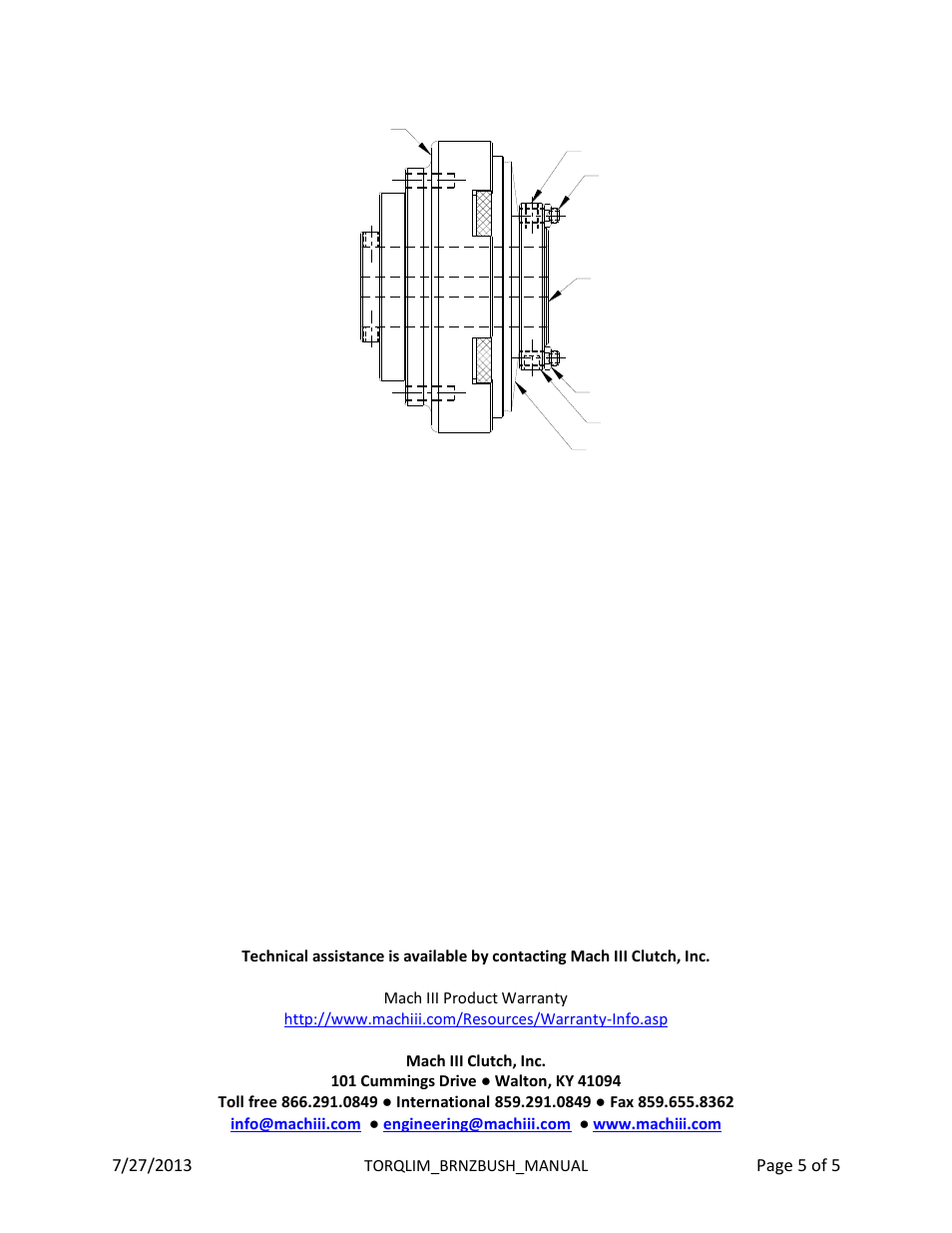 Mach III Clutch T6B1G-STL, T6B1H-STL, T6B2H-STL User Manual | Page 5 / 5