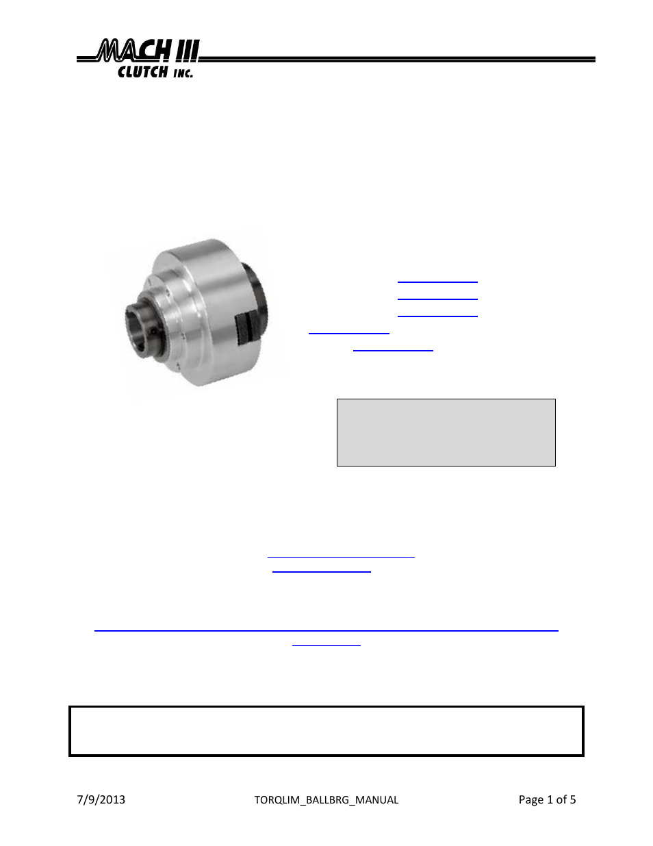 Mach III Clutch T8A1K-STL, T8A2K-STL User Manual | 5 pages