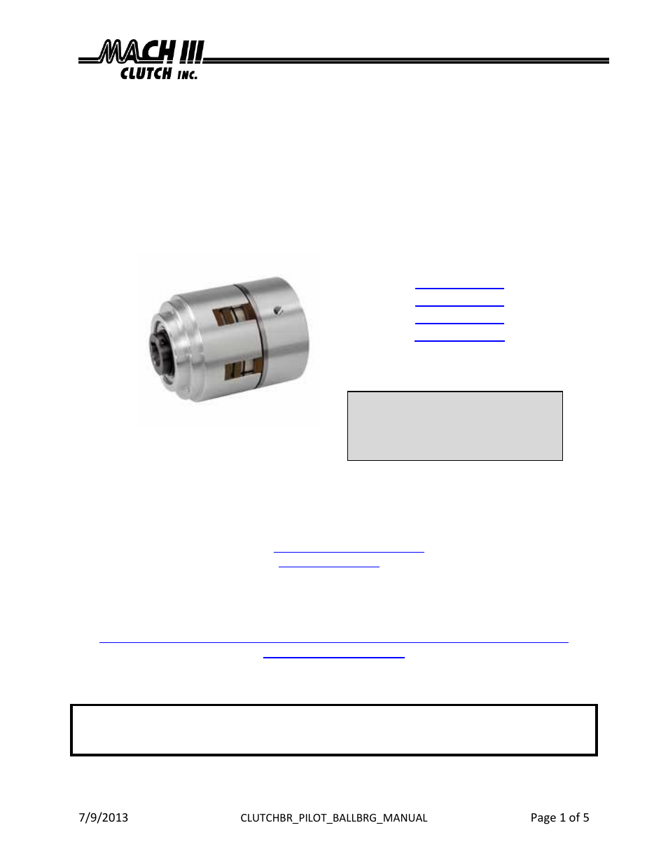 Mach III Clutch W6A2G-STH User Manual | 5 pages