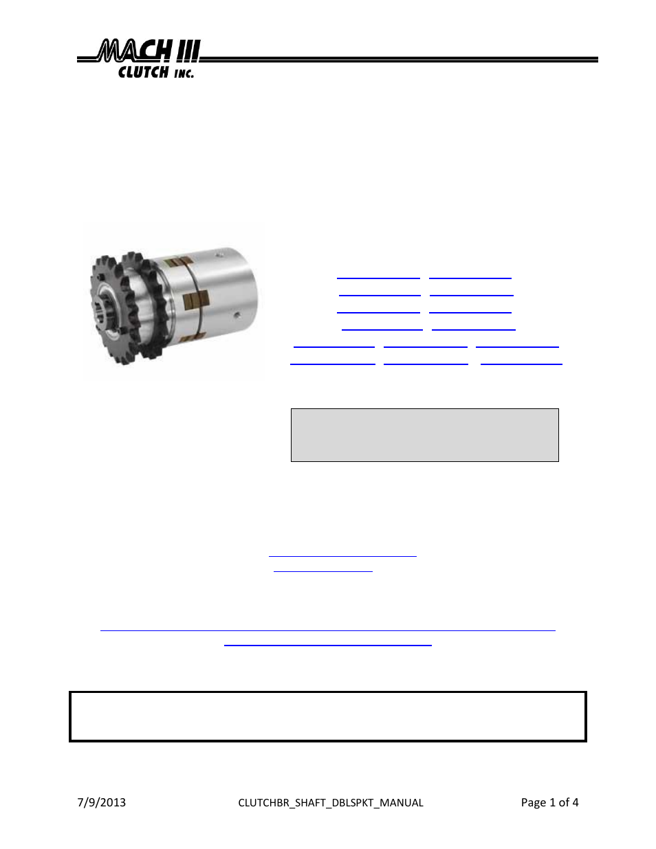 Mach III Clutch X6J2G-STH User Manual | 4 pages