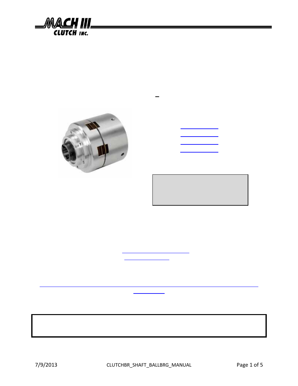 Mach III Clutch X6A2G-STH User Manual | 5 pages