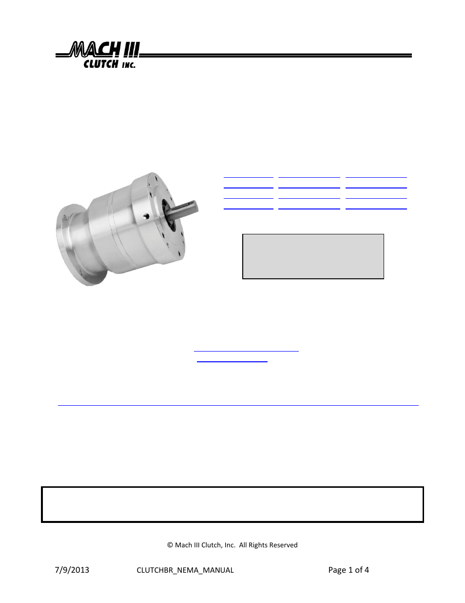 Mach III Clutch X7C2R-21H, X7C2R-21HCA, X7C2R-21HSS User Manual | 4 pages