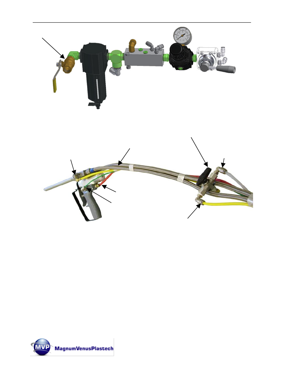 Gun connections | Magnum Venus Plastech PATRIOT 10:1 ADHESIVE SYSTEM User Manual | Page 18 / 66