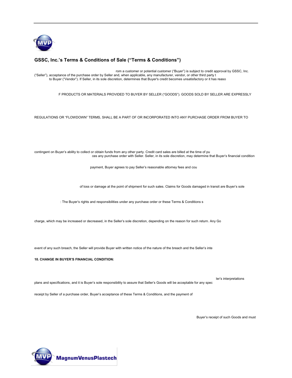 Terms & conditions of sale, Patriot 10:1 adhesive system operations manual | Magnum Venus Plastech PATRIOT 10:1 ADHESIVE SYSTEM User Manual | Page 4 / 66