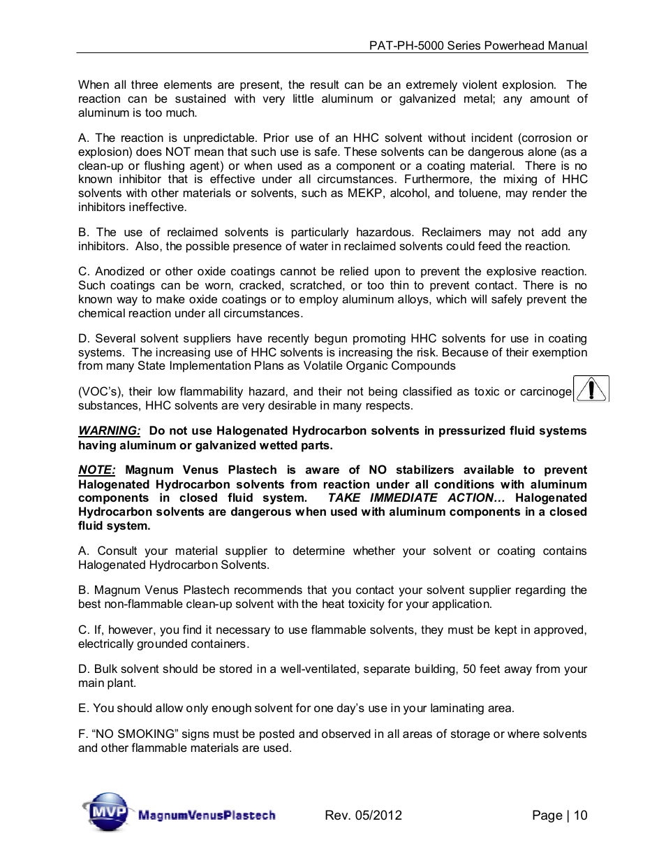 Magnum Venus Plastech PATRIOT 5 PAT-PH-5000 Series User Manual | Page 10 / 42