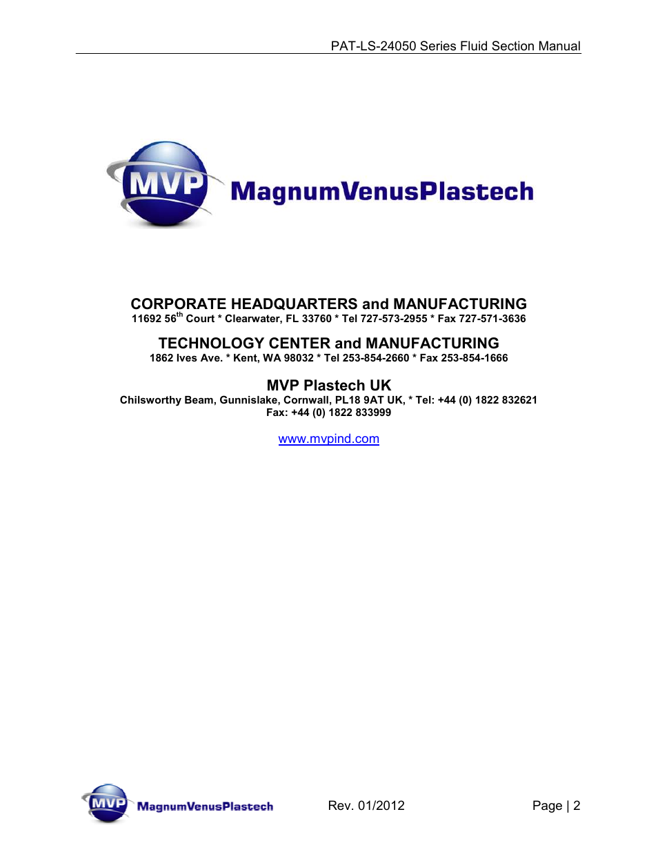 Magnum Venus Plastech PATRIOT 1-3_4 PAT-LS-24050 User Manual | Page 2 / 60