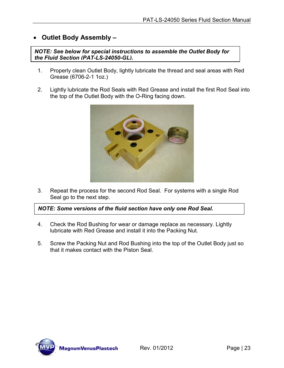 Outlet body assembly | Magnum Venus Plastech PATRIOT 1-3_4 PAT-LS-24050 User Manual | Page 23 / 60