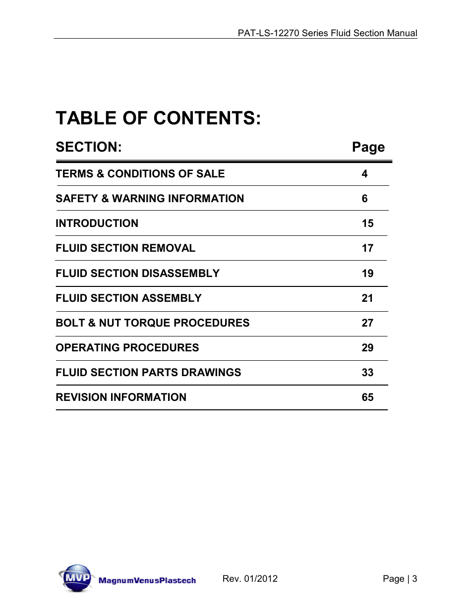 Magnum Venus Plastech PATRIOT 1-1_4 PAT-LS-12270 User Manual | Page 3 / 66