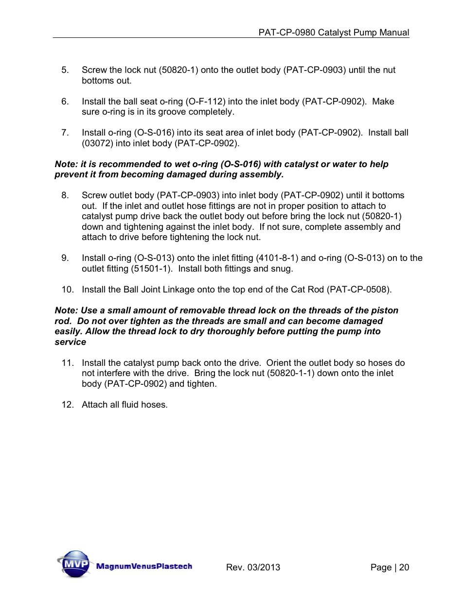 Magnum Venus Plastech PATRIOT PAT-CP-0980-S User Manual | Page 20 / 29