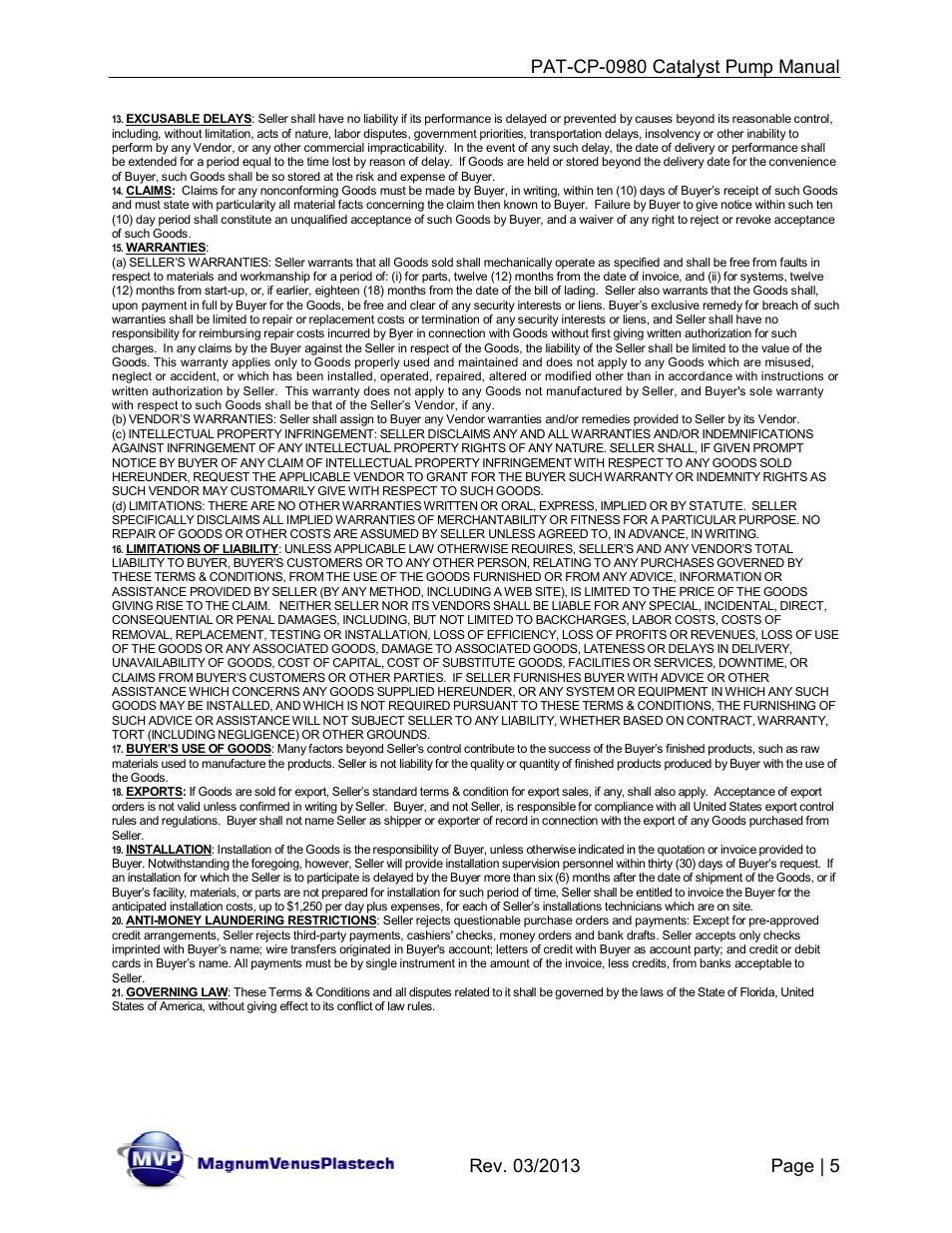 Magnum Venus Plastech PATRIOT PAT-CP-0980-S User Manual | Page 5 / 29