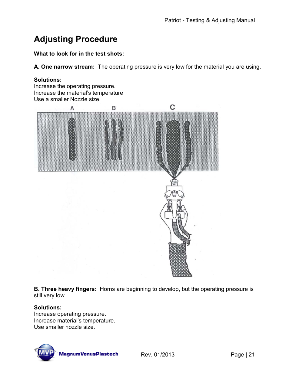 Adjusting procedure | Magnum Venus Plastech PATRIOT TESTING & ADJUSTING User Manual | Page 21 / 55