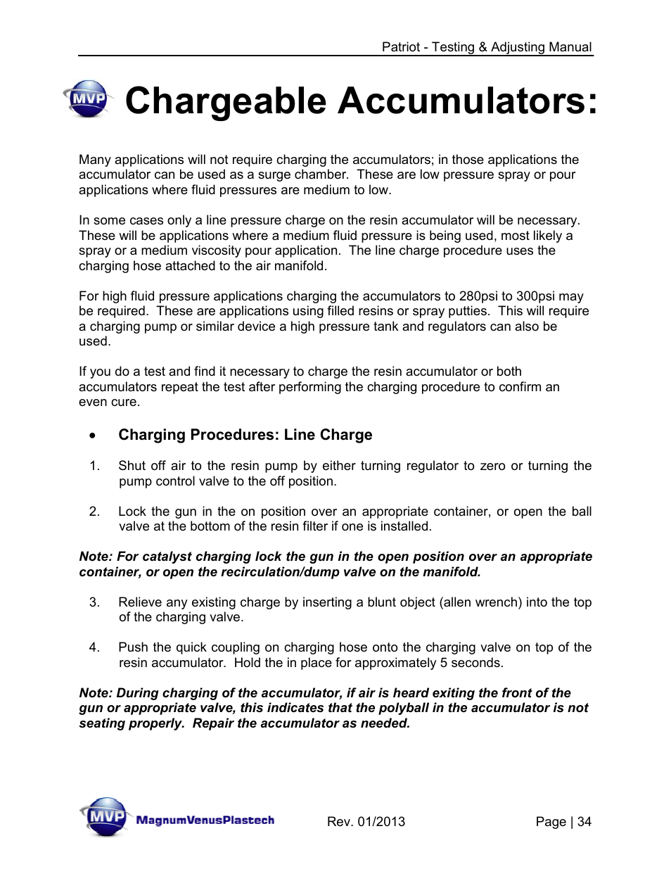 Chargeable accumulators | Magnum Venus Plastech PATRIOT TESTING & ADJUSTING User Manual | Page 34 / 55