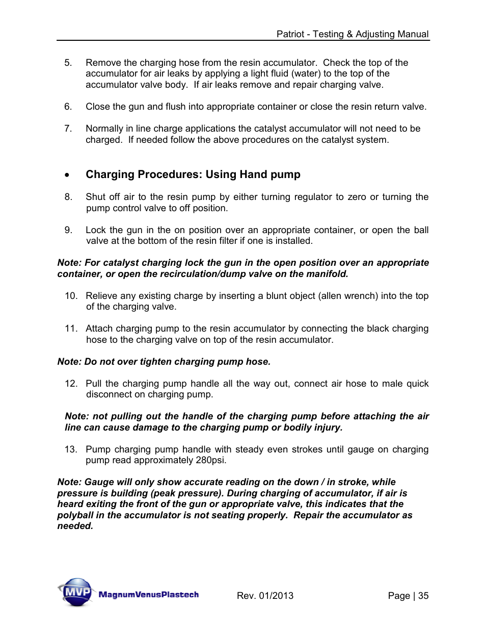 Magnum Venus Plastech PATRIOT TESTING & ADJUSTING User Manual | Page 35 / 55