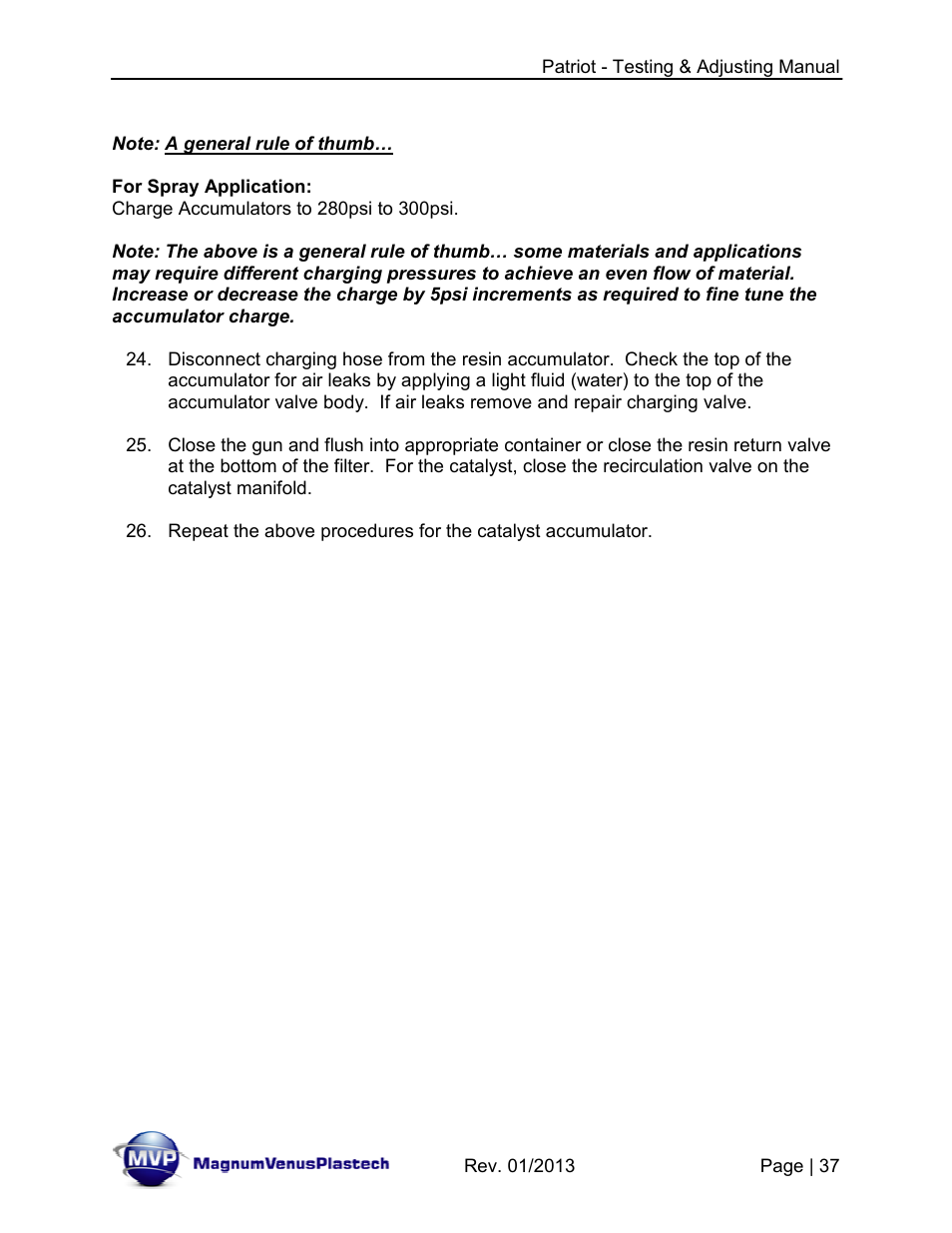 Magnum Venus Plastech PATRIOT TESTING & ADJUSTING User Manual | Page 37 / 55