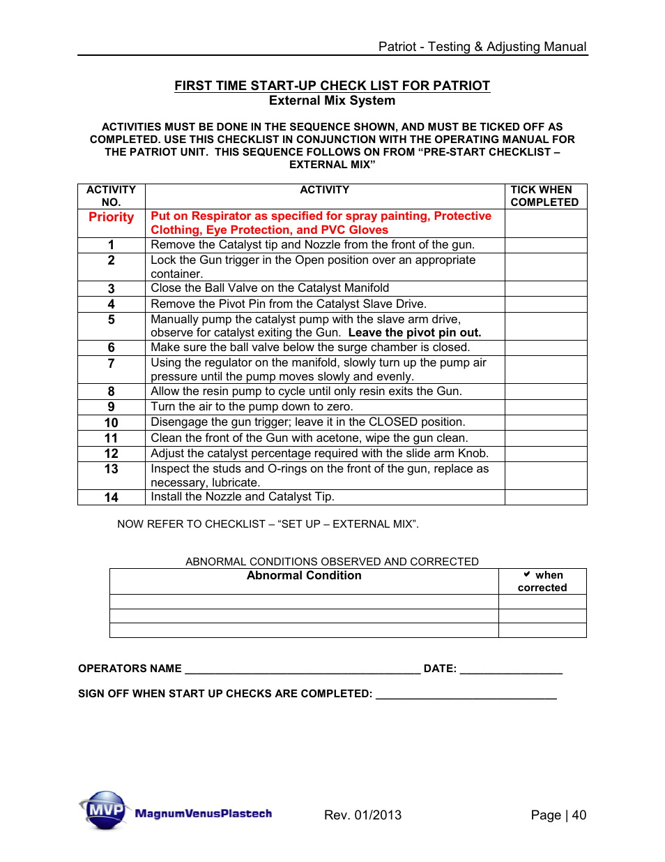 Magnum Venus Plastech PATRIOT TESTING & ADJUSTING User Manual | Page 40 / 55