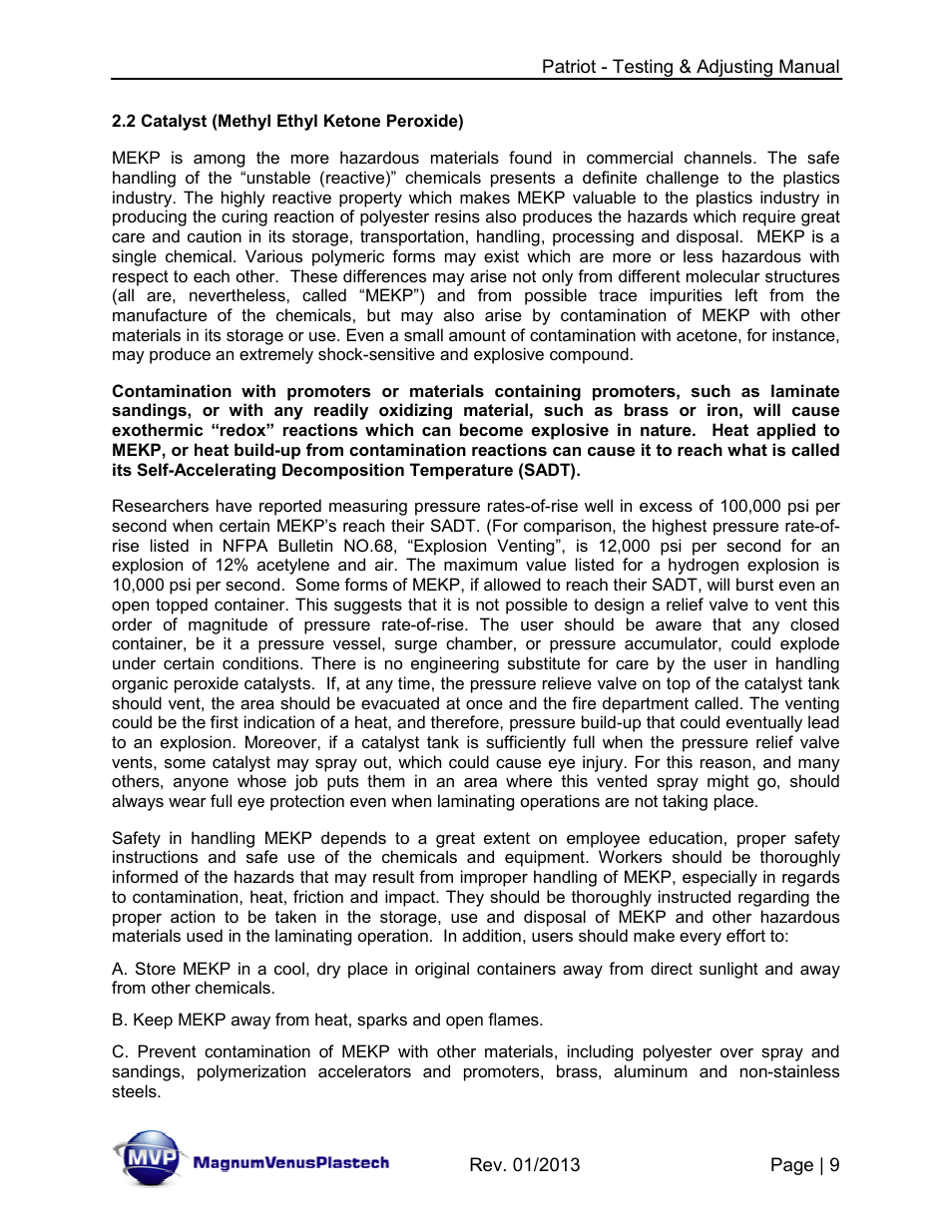 Magnum Venus Plastech PATRIOT TESTING & ADJUSTING User Manual | Page 9 / 55