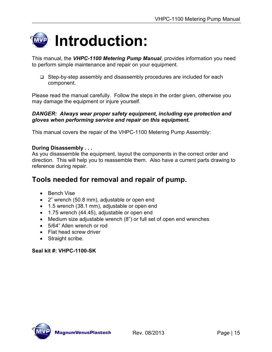 Introduction | Magnum Venus Plastech UltraMAX VHPC-1100 Series User Manual | Page 15 / 25