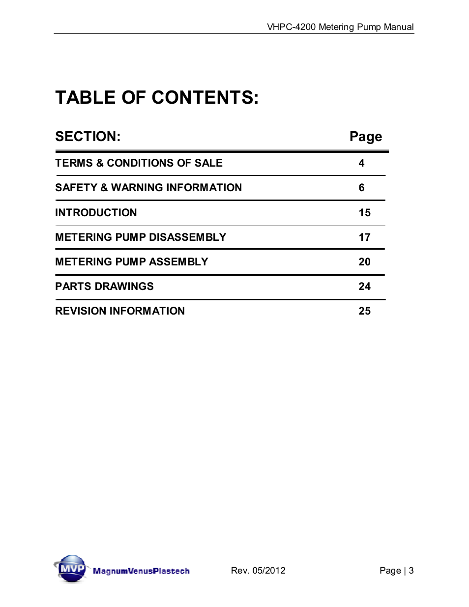 Magnum Venus Plastech UltraMAX VHPC-4200 Series User Manual | Page 3 / 26