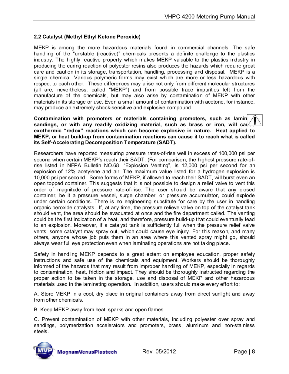 Magnum Venus Plastech UltraMAX VHPC-4200 Series User Manual | Page 8 / 26