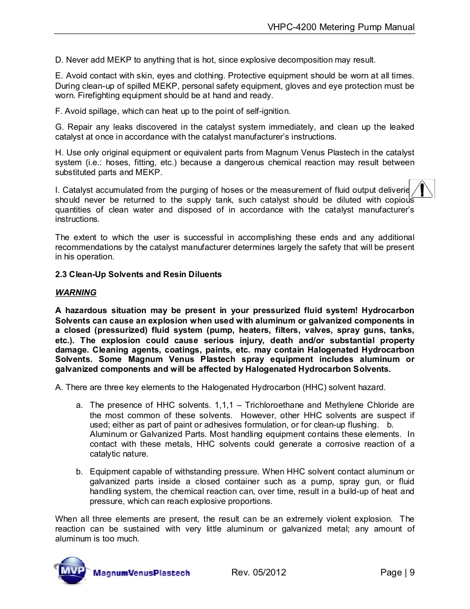 Magnum Venus Plastech UltraMAX VHPC-4200 Series User Manual | Page 9 / 26