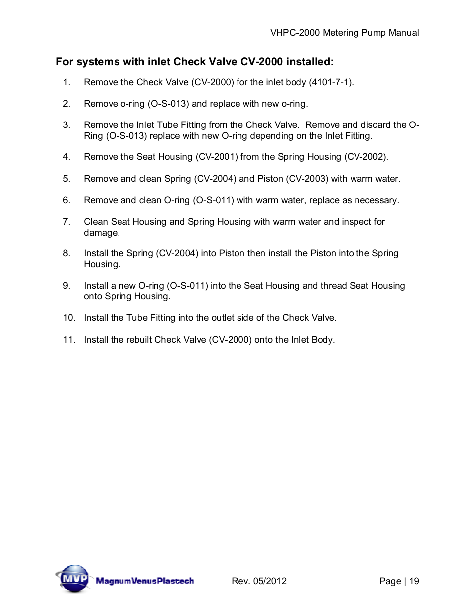 Magnum Venus Plastech UltraMAX VHPC-2000 Series User Manual | Page 19 / 32