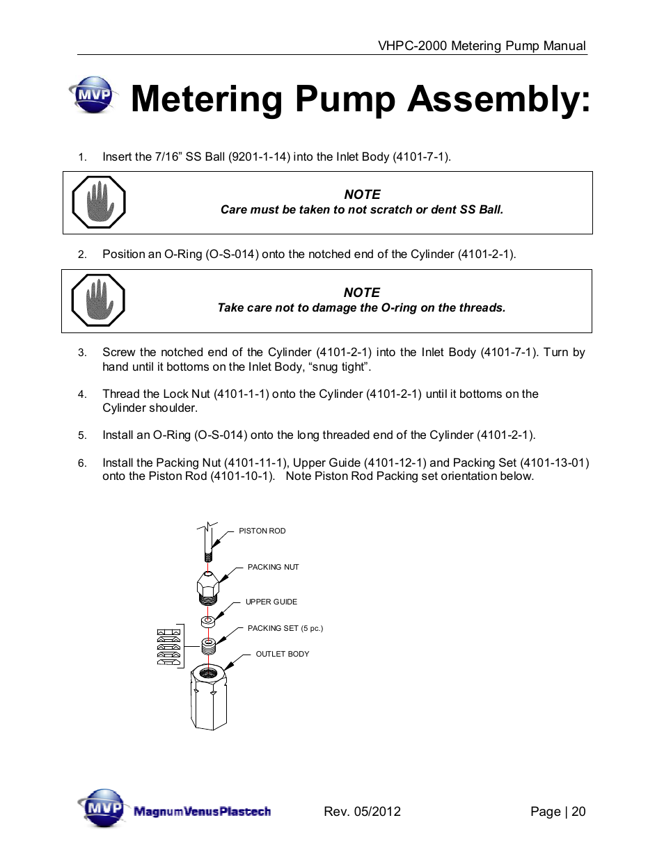 Metering pump assembly | Magnum Venus Plastech UltraMAX VHPC-2000 Series User Manual | Page 20 / 32