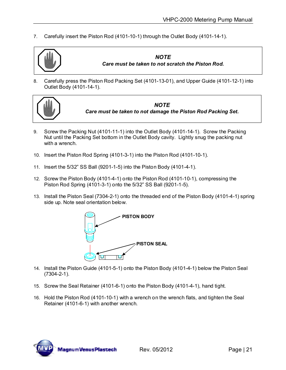 Magnum Venus Plastech UltraMAX VHPC-2000 Series User Manual | Page 21 / 32