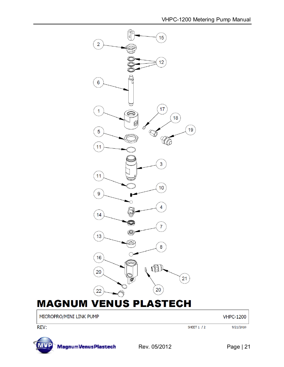 Magnum Venus Plastech UltraMAX VHPC-1200 Series User Manual | Page 21 / 25