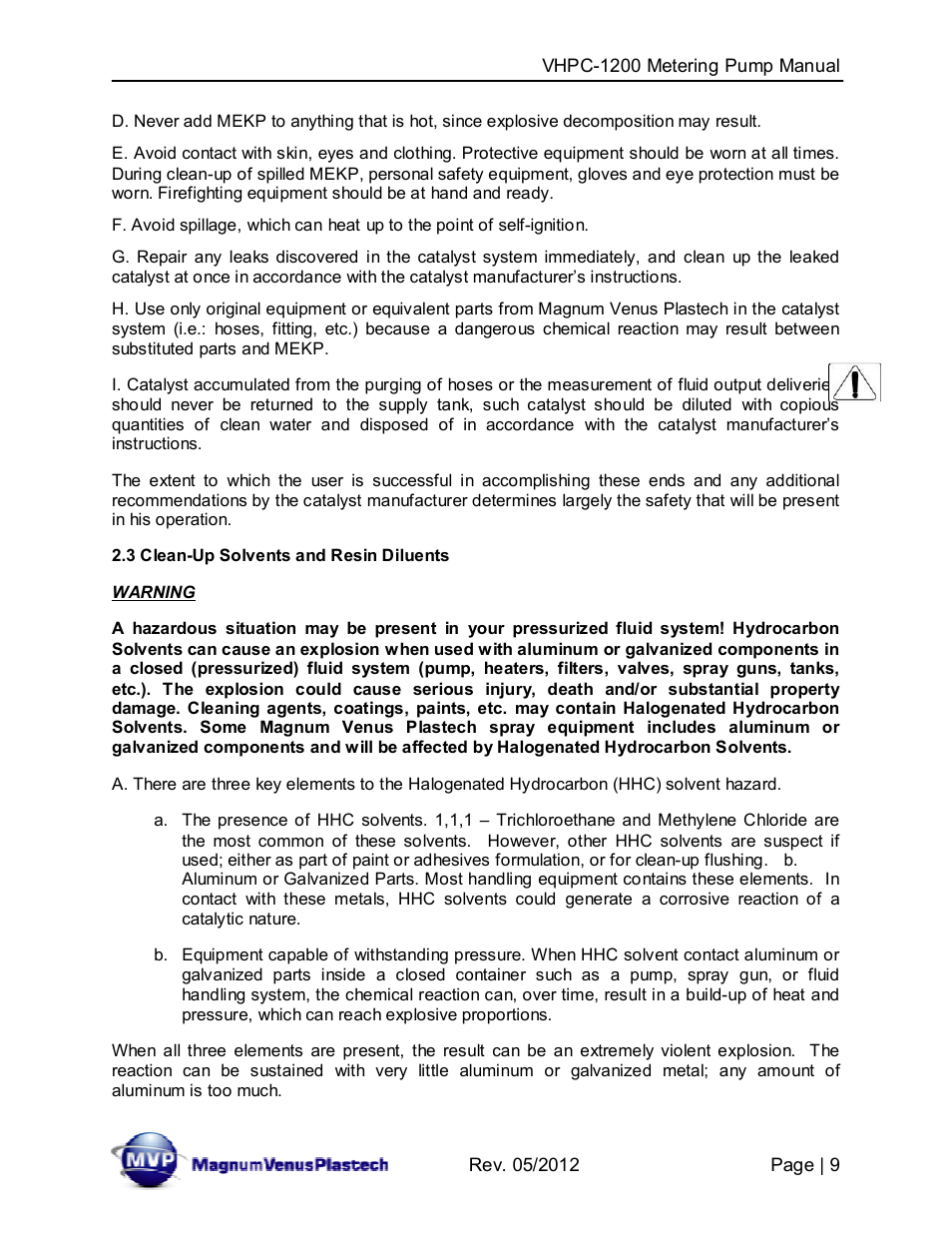 Magnum Venus Plastech UltraMAX VHPC-1200 Series User Manual | Page 9 / 25