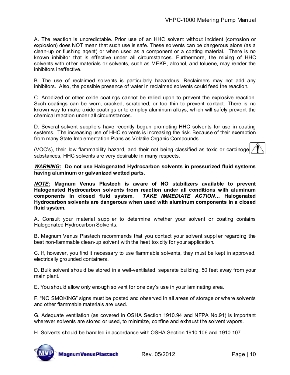 Magnum Venus Plastech UltraMAX VHPC-1000 Series User Manual | Page 10 / 38
