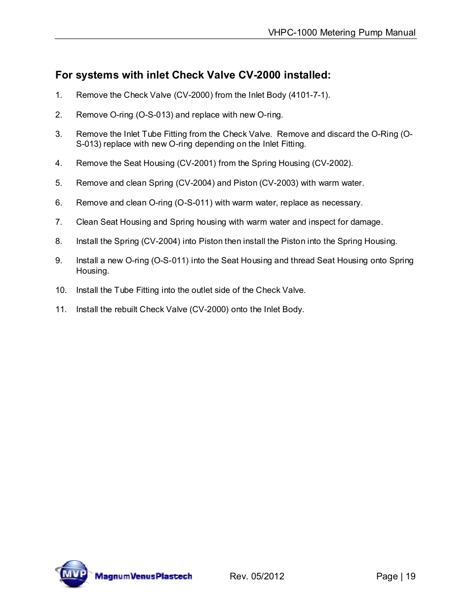 Magnum Venus Plastech UltraMAX VHPC-1000 Series User Manual | Page 19 / 38