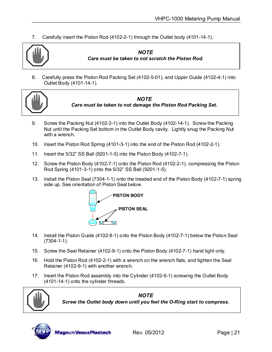 Magnum Venus Plastech UltraMAX VHPC-1000 Series User Manual | Page 21 / 38