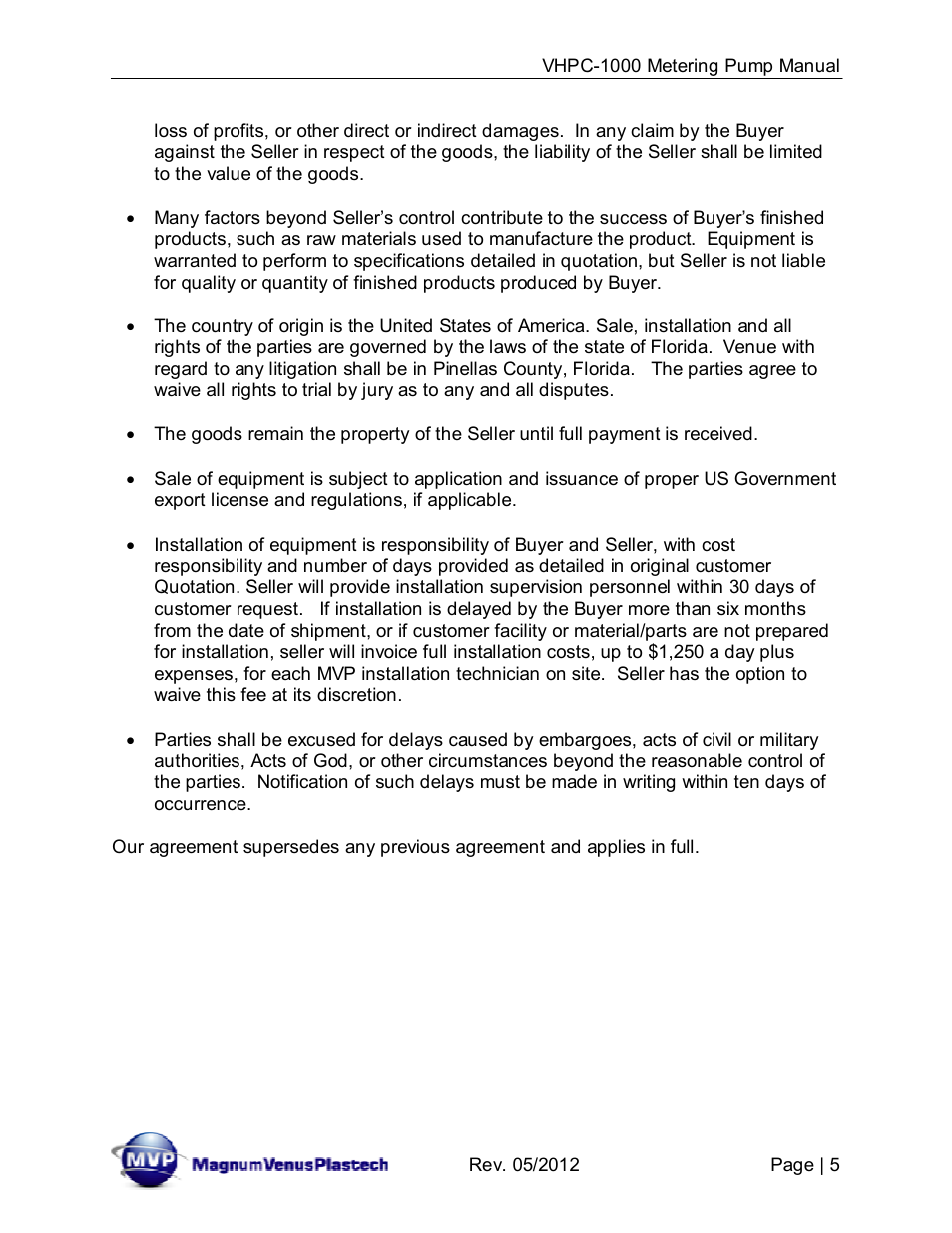 Magnum Venus Plastech UltraMAX VHPC-1000 Series User Manual | Page 5 / 38