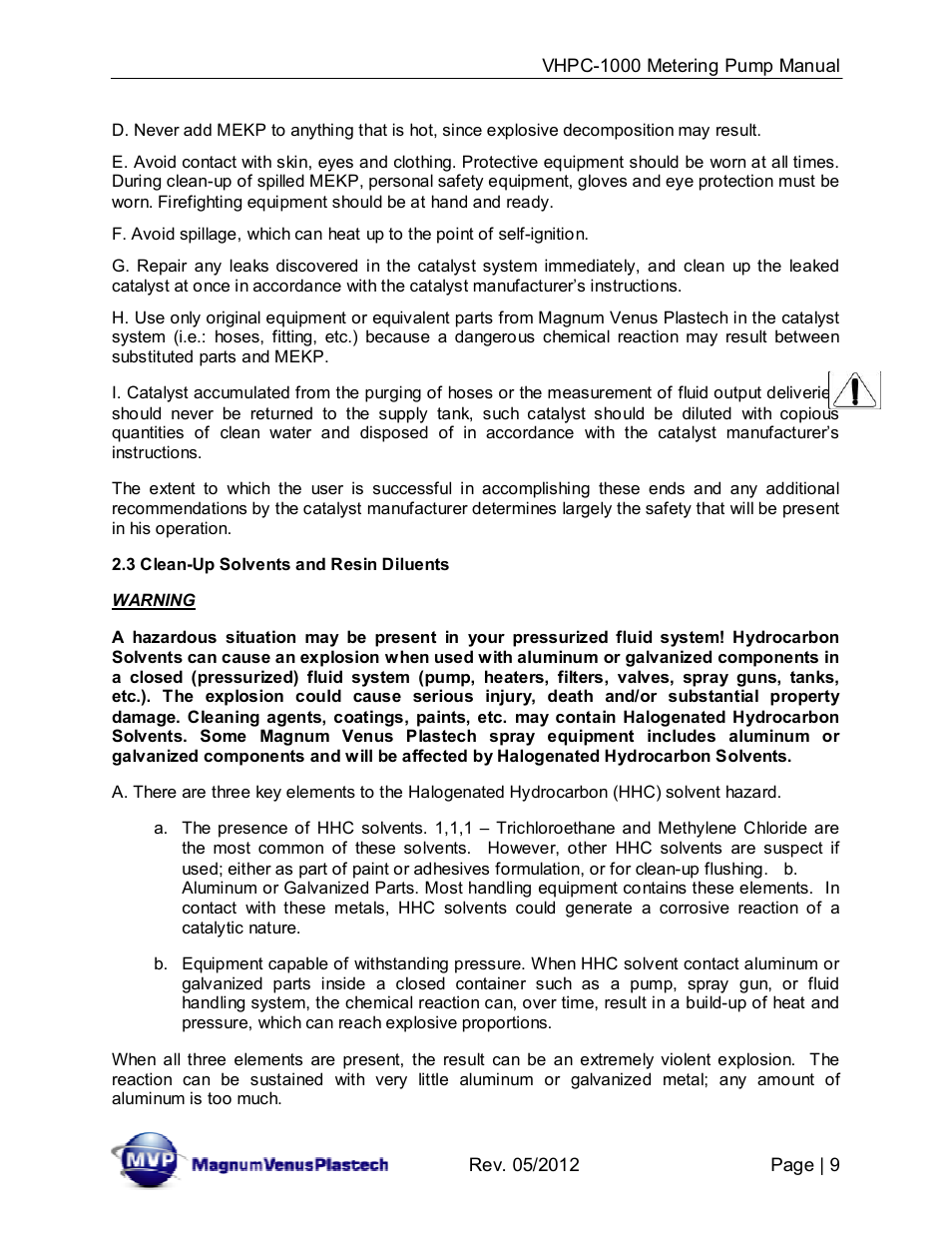 Magnum Venus Plastech UltraMAX VHPC-1000 Series User Manual | Page 9 / 38