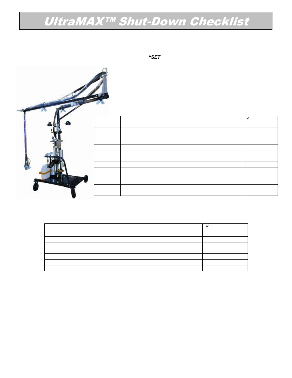 Magnum Venus Plastech UltraMAX Shut-Down Checklist User Manual | 1 page