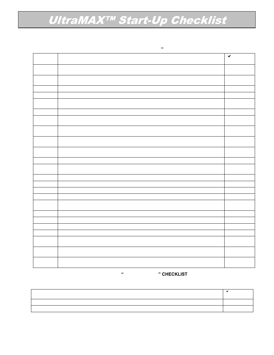 Magnum Venus Plastech UltraMAX Start-Up Checklist User Manual | 1 page