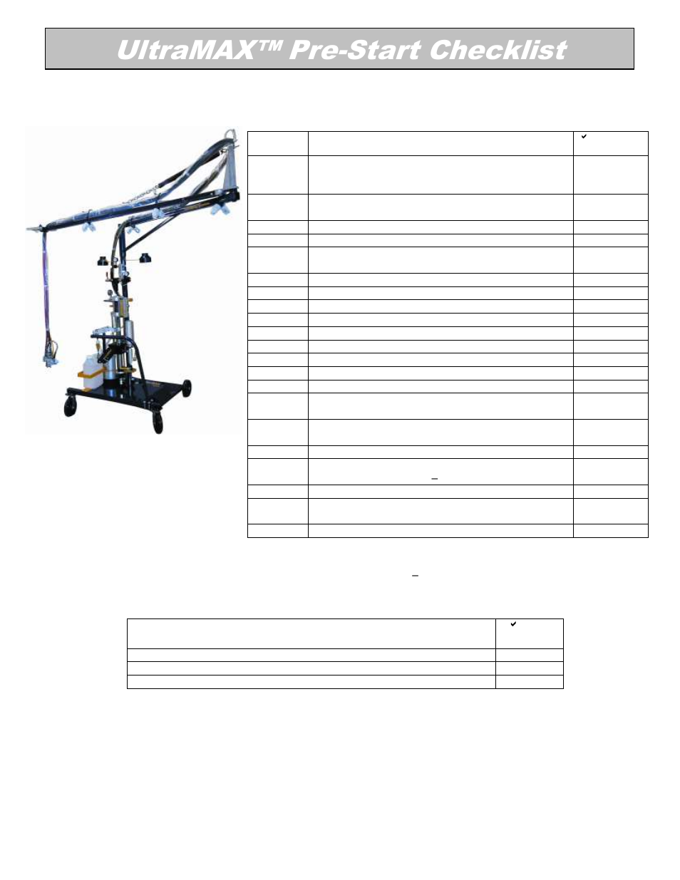 Magnum Venus Plastech UltraMAX Pre-Start Checklist User Manual | 1 page