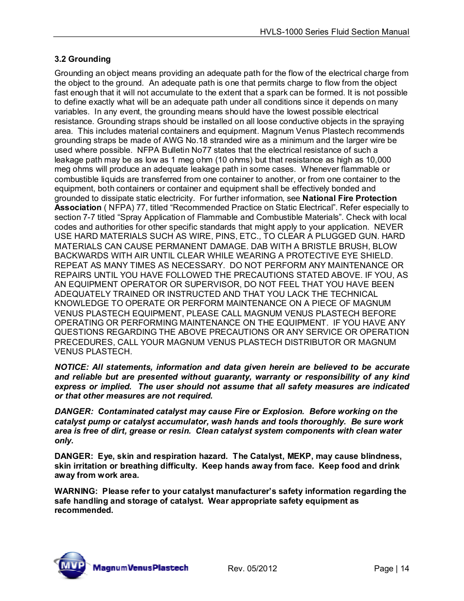 Magnum Venus Plastech UltraMAX HVLS-1000 Series User Manual | Page 14 / 40