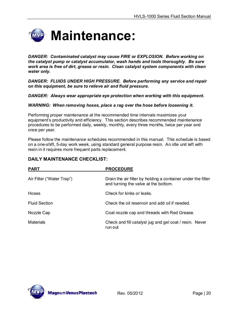 Maintenance | Magnum Venus Plastech UltraMAX HVLS-1000 Series User Manual | Page 20 / 40