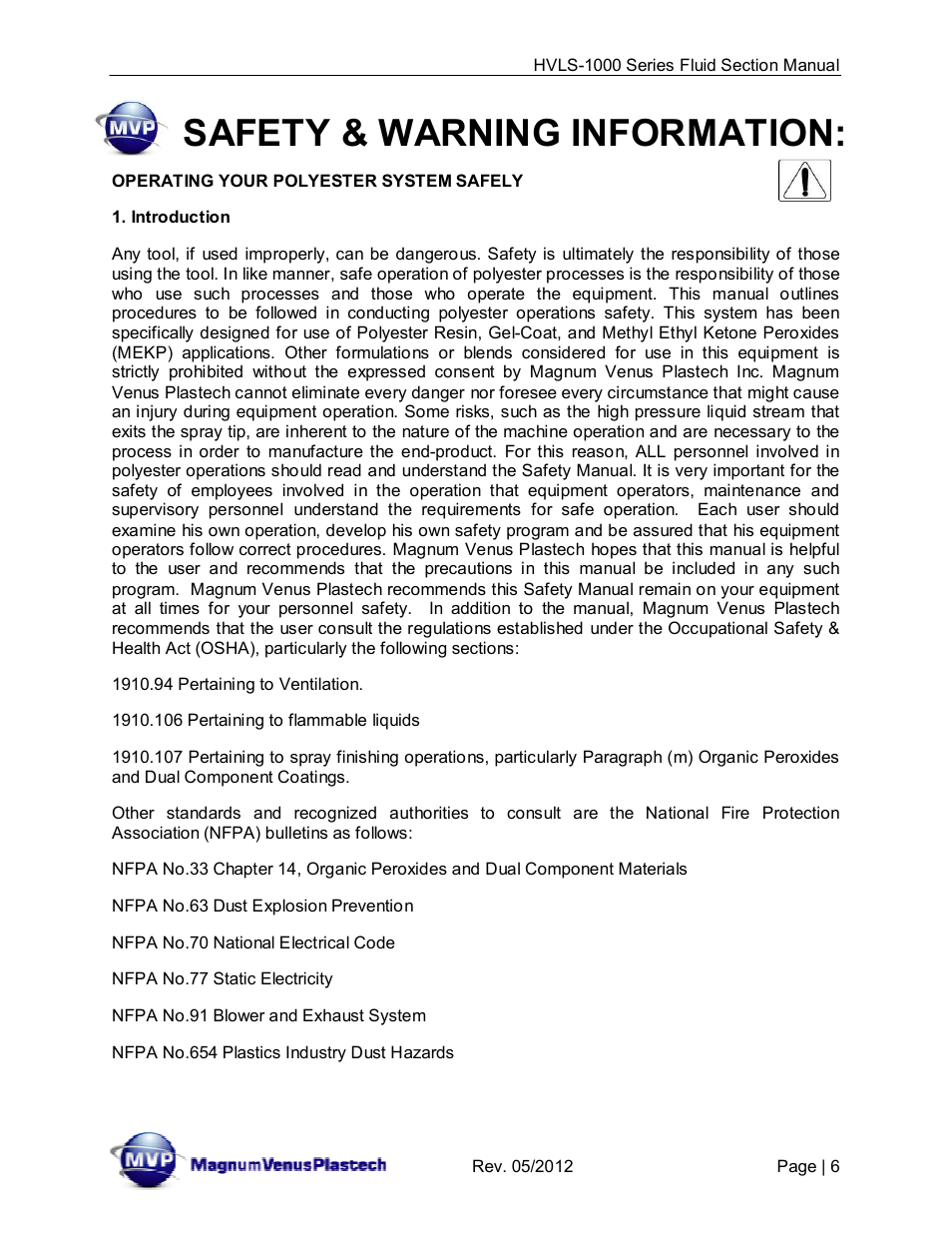 Safety & warning information | Magnum Venus Plastech UltraMAX HVLS-1000 Series User Manual | Page 6 / 40