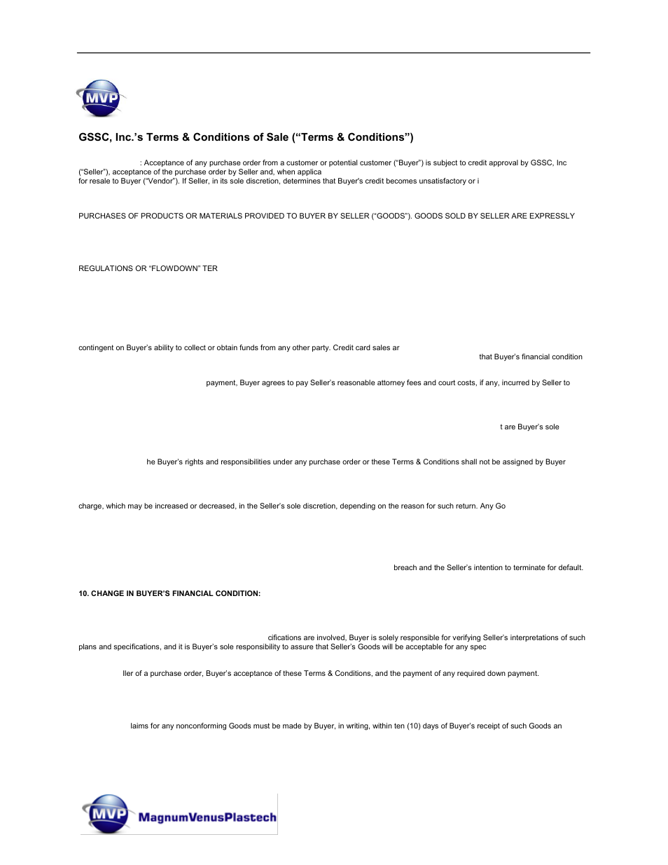 Terms & conditions of sale, Page | 4 | Magnum Venus Plastech UltraMAX VLS-2400 Series User Manual | Page 4 / 72